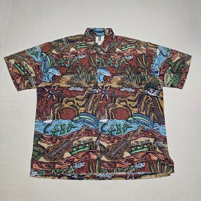 Kahala Baja Cabo Hawaiian Shirt Men Large Cotton Short Sleeve Multicolor Relaxed