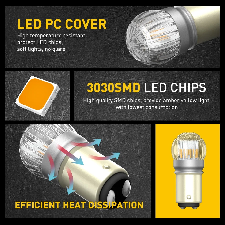 AUXITO Ámbar LED Giro 1157 Indicador de Señal Bombilla de Estacionamiento Accesorio 1~10Juego Foto 3 de 4