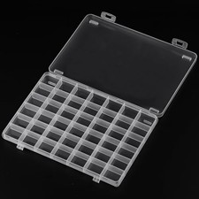 1Pc Grids Plastic Jewelry Organizer Box - Large Bead Storage Container 42 Clear