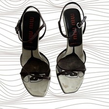 Rare Vintage 90s Miu Miu Strappy Square Toe Heels Size 35