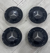 4x Black Floating Center Caps 7.2 Inch Xl Hubcap Fits Benz Wheels