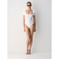 Aritzia Contour Manner Squareneck Bodysuit Bright White Size Medium EUC