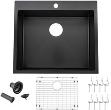 18x18 inch Drop in Bar Sink Black Topmount Stainless Steel Small Kitchen Sink