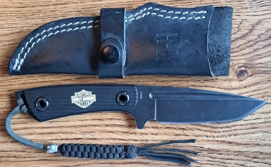 TecX Case Harley Davidson Fixed Blade Tanto Knife with Black Leather HD Sheath - Image 3 of 4