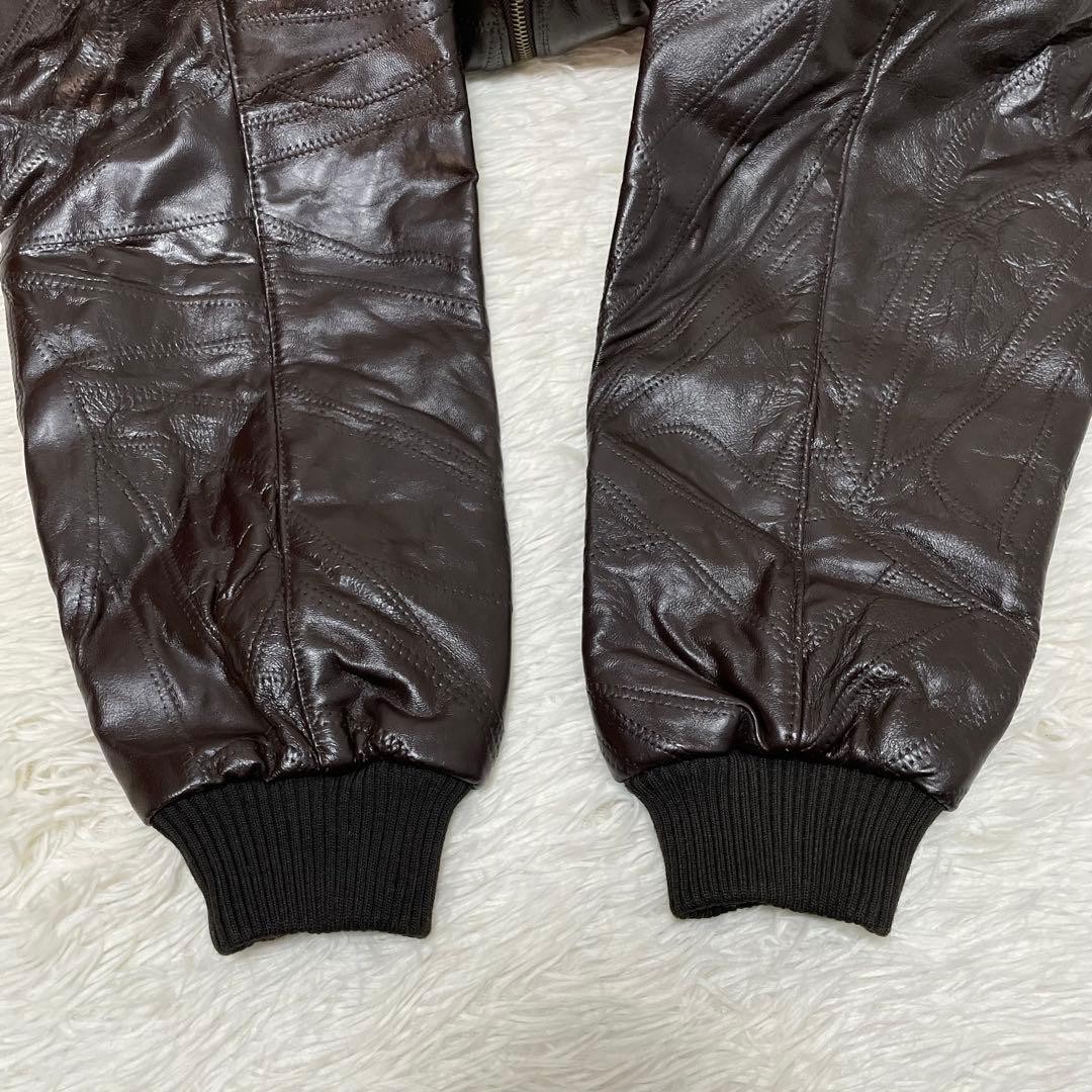 Rare patchwork lamb leather jacket L equivalent M… - image 8