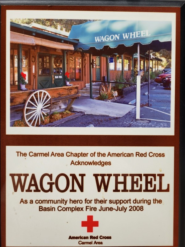 Commemorative Plaque Wagon Wheel Basin Complex Fire 2008 American Red Cross CV