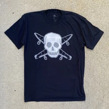 Fourstar Skull Crossed Knives Skateboarding Shirt Mens Large Black USA Four Star