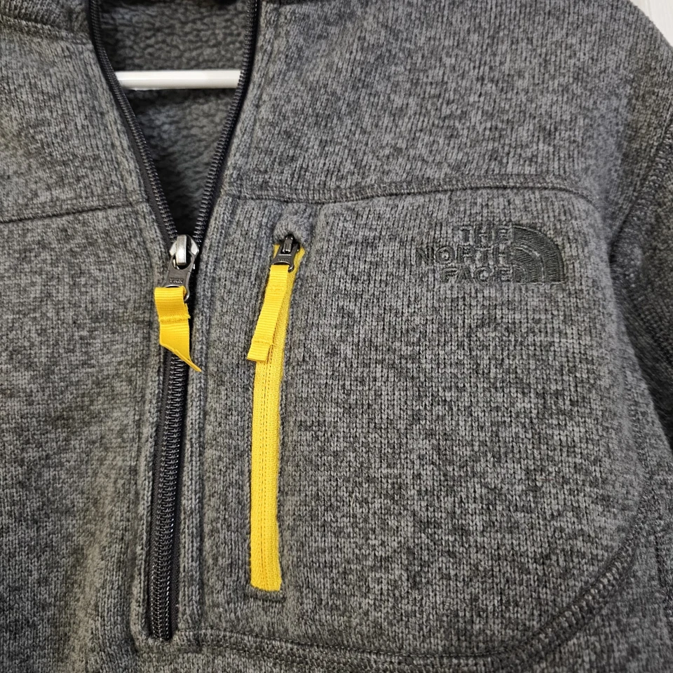 The North Face Boys XL 18/20 1/4 Zip Fleece Pullover Yellow/Gray Long Sleeve - Image 2 of 4