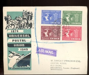 stamp-cover-India-1949-Universal Postal Union-Registered