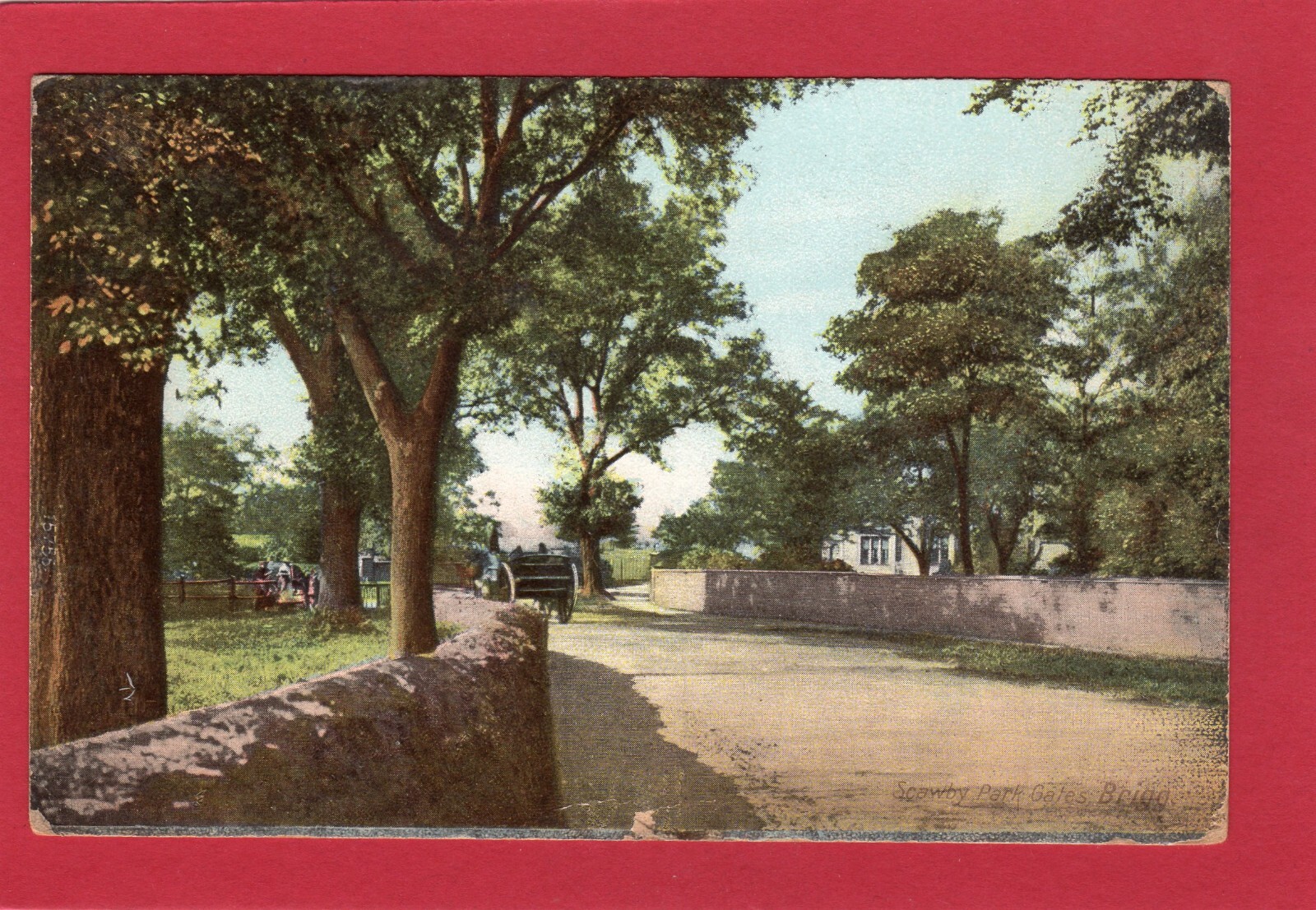 Broughton Lincs 1907 Single Circle Postmark Scawby Park Gates Brigg pc
