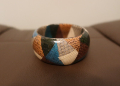 $450 ETRO cuff bangle bracelet multicolor teal, brown, grey, green, and cream