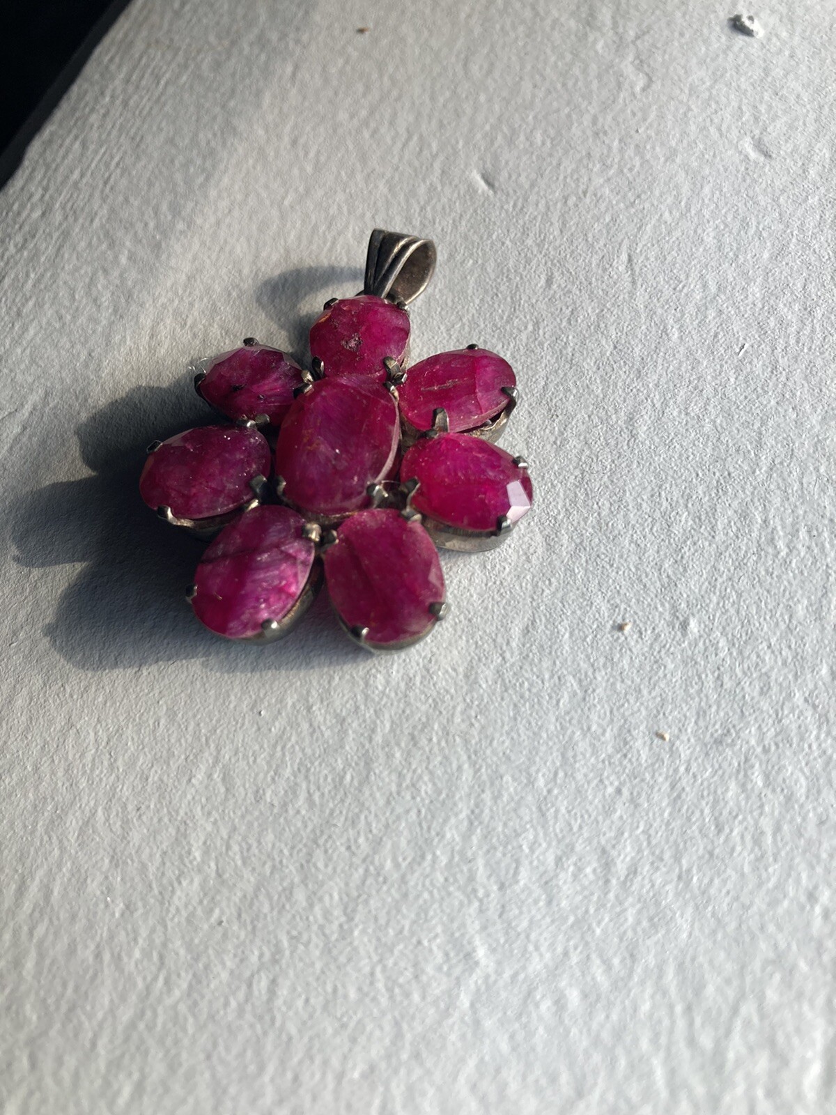 Vintage 925 Sterling Silver Ruby Gemstone Flower … - image 7