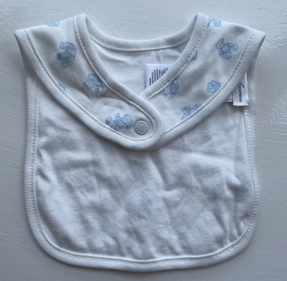 Pechera Ralph Lauren bebé niño azul y blanco X 2 talla única nueva Foto 3 de 3