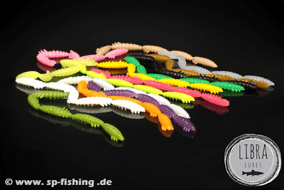 LIBRA LURES LARVA MULTI (5x25mm) Forellenköder Softbait Gummiköder Set Käse