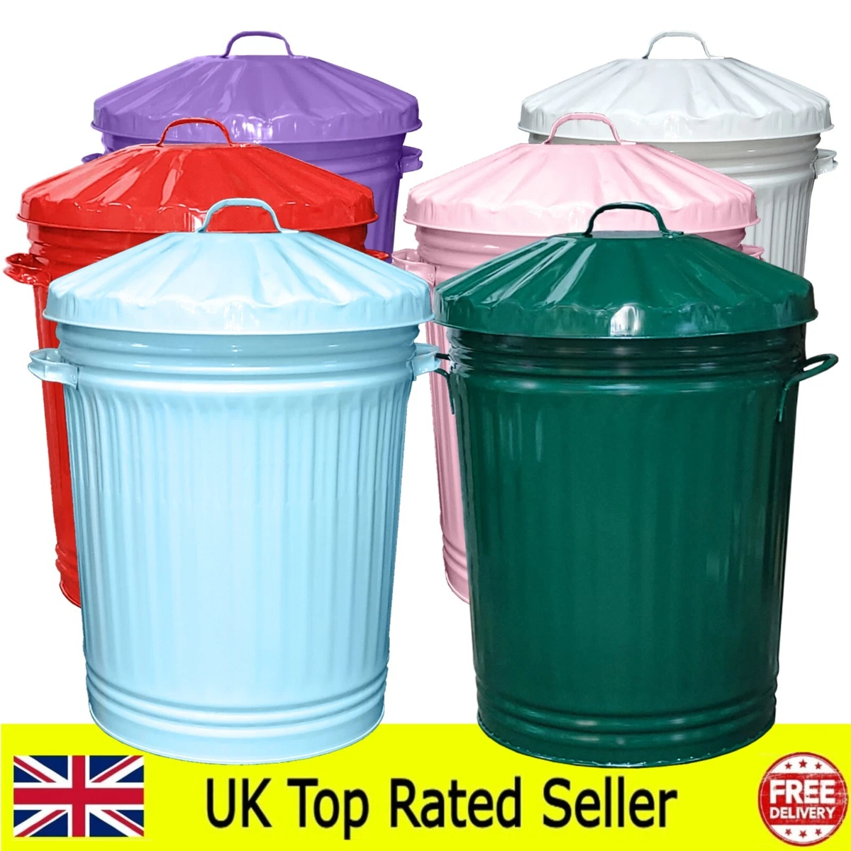 90L LARGE COLOURED METAL BIN TRASH CAN DUSTBIN WASTE HORSE ANIMAL