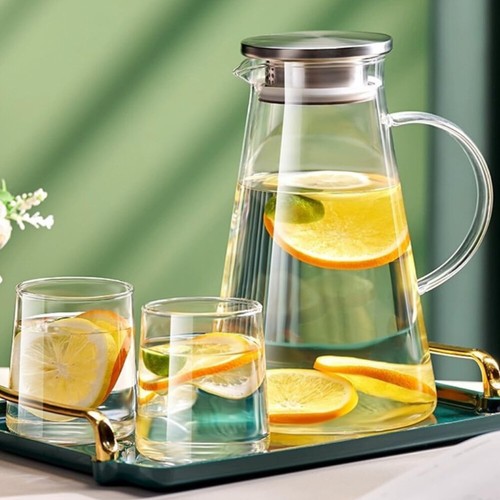 2L Glas Krug Karaffe Kühlkaraffe Getränkekaraffe Wasserkaraffe mit Filter Deckel - Bild 7 von 16