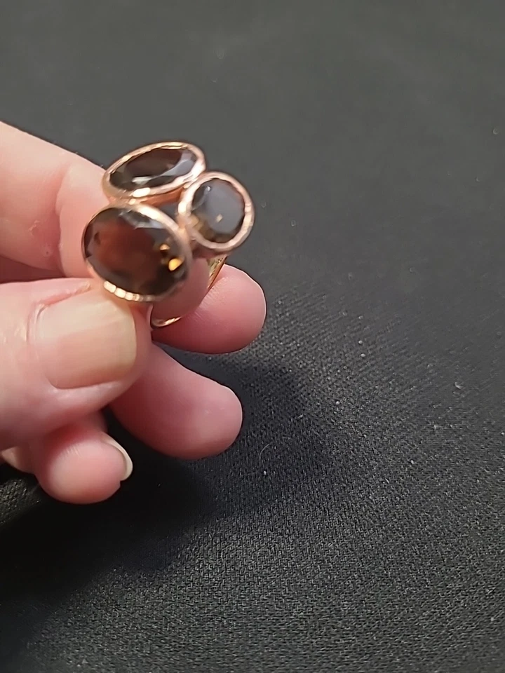 Anillo de cena de topacio, banda de aleación de cobre, tamaño 10 EE. UU. 6,7 g Foto 4 de 4