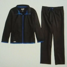 BOYS JUMPING BEANS® Tricot Active Zip Jacket & Pants Set Black/BLUE TRIM SIZE 4