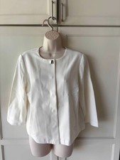 Chico s Square Button Crepe Jacket White- Chico's SZ 1 8 -NWT