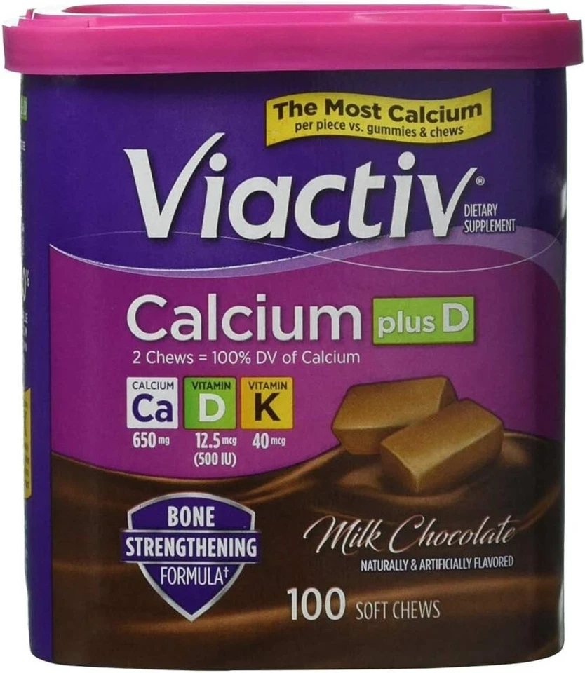 Viactiv Calcium Supplement Soft Chews, Milk Chocolate, 100-Count (Pack of 2) - Image 2 of 4