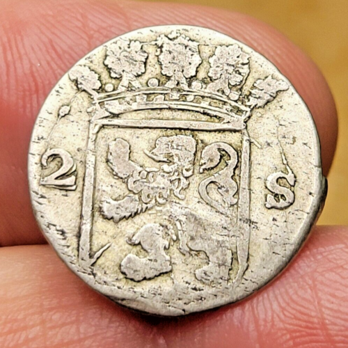 RAMPANT LION - 1780 Netherlands Silver 2 Stuiver - HOLLAND
