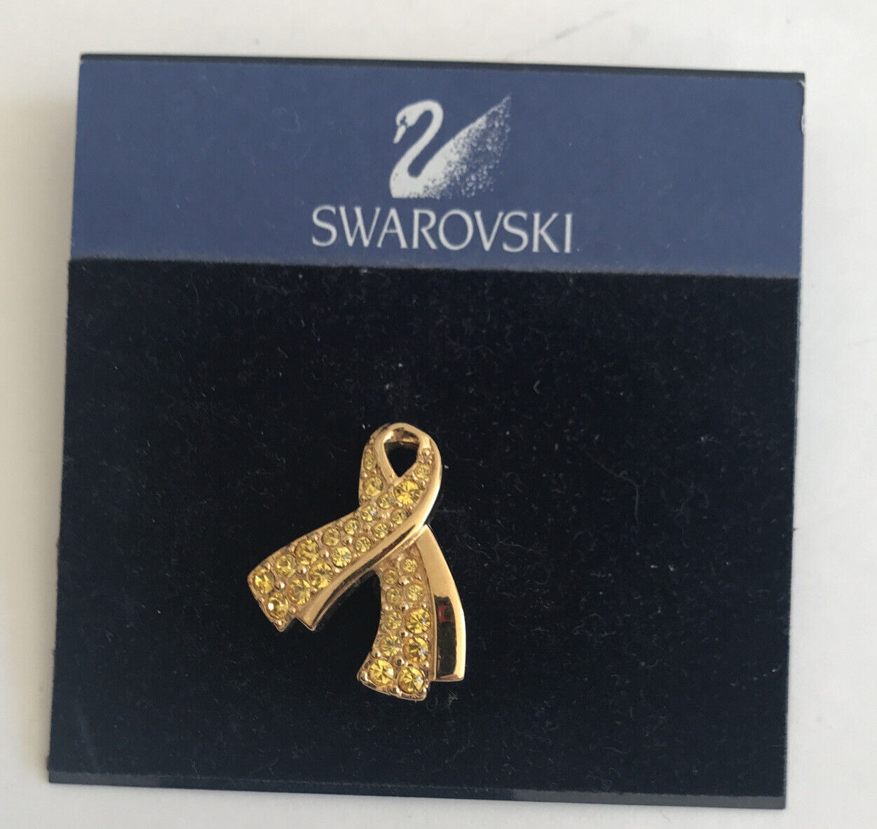 New Swarovski Yellow Pave Crystal Ribbon Support Our Troops USO
