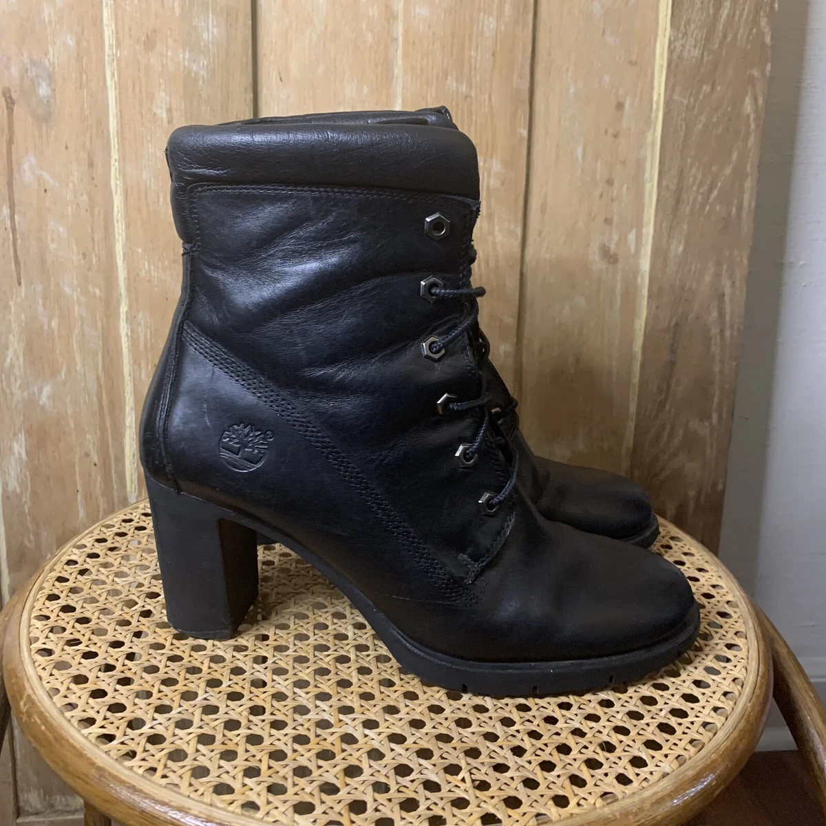 Timberland black shop high heel boots