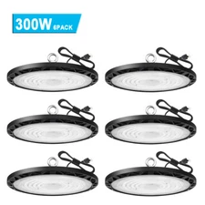 6 Pack 300W UFO Led High Bay Light Factory Warehouse Commercial Gym Shop Light