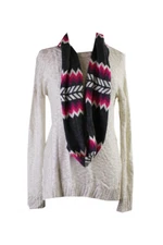 Ohmg! Juniors  Cream Long-Sleeve Sweater And  Scarf Set M