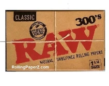 RAW 300's Natural Unbleached Cigarette Rolling Papers 1 1/4 (PACK IS 300 SHEETS)