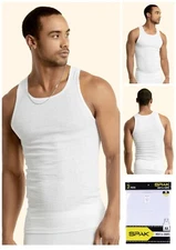 3/6 Packs Men's 100% Cotton Tank Top A-Shirt Wife Beater Undershirt Ribbed WHITE