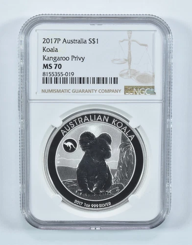 2017 P Australia 1 Dollar Silver Koala Kangaroo Privy NGC Brown Label