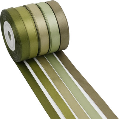 Sage Green Satin Ribbon - 3/8 Inch, Moss Green, 5 Rolls, 50 Yards - Perfect for