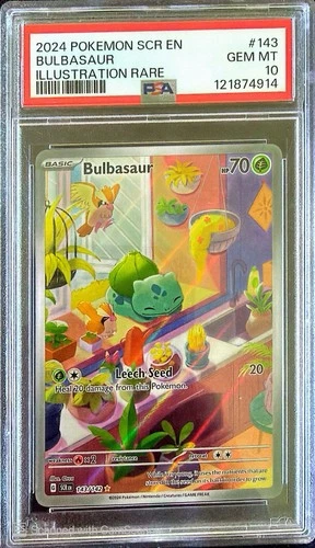 Pokémon Bulbasaur Stellar Crown Illustration Rare 143/142 PSA 10 Holo EN 2024