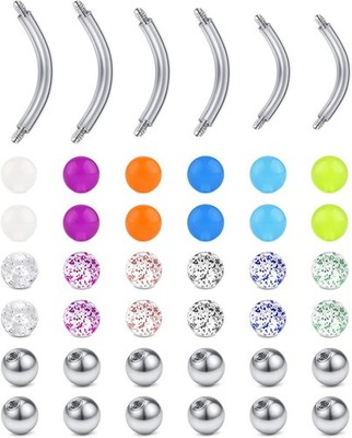 Curved Barbell Piercing 16G Banane Chirurgenstahl 6-10mm für Lippe/Auge/Ohr