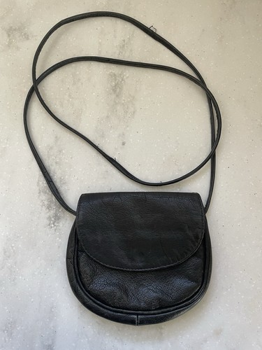 Schwarze Vintage Leder Umhängetasche Handtasche - Bild 1 von 10