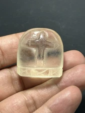 Byzantine Rock Crystal Chess Player Piece With Christ Sign