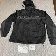 Vintage starter Black windbreaker jacket with hood Men Size L 42-44 . SKU745