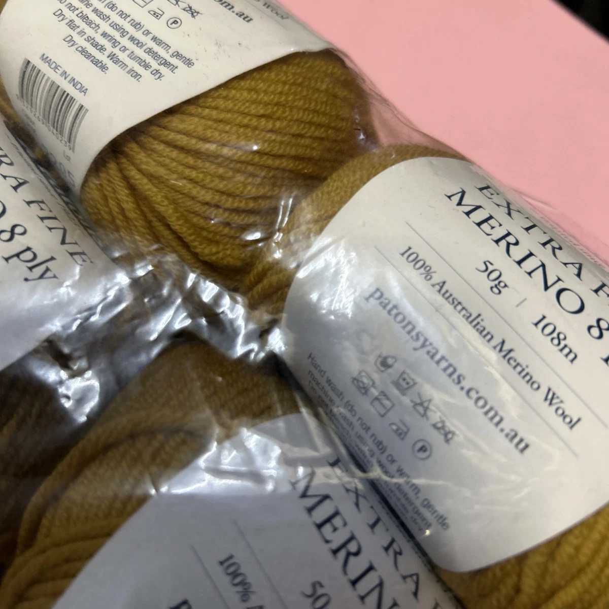 Patons Extra Fine Merino 8Ply 50g Merino Wool #2106 Mustard x 10 BALLS