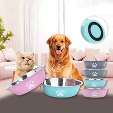 Image of Dog Cat Rabbit Pet Animal Bowls Small Large Metal Stainless Steel Dish Classic
