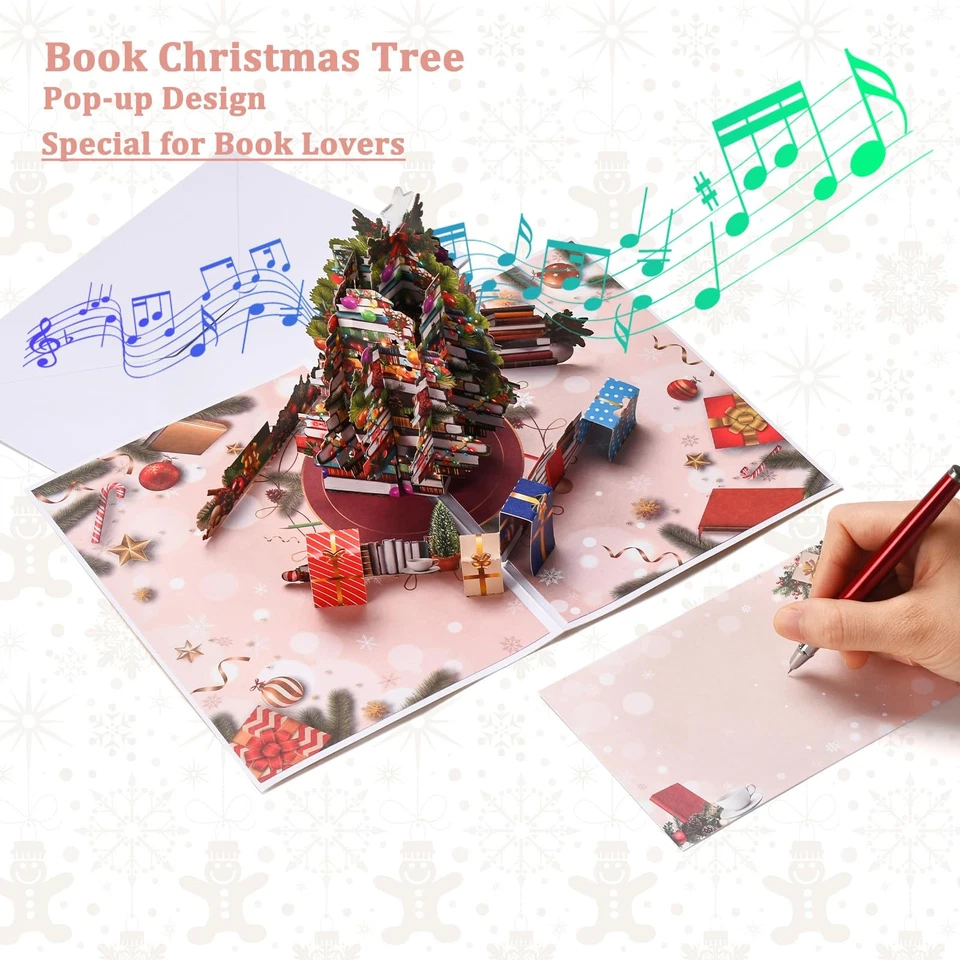 Tarjetas de Navidad Pop Up, Libros Diseño Árbol de Navidad, Popu musical 3D Hecho a mano... Foto 4 de 4