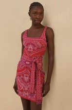 Farm Rio Red Paisley Scarf Knit Mini Dress Size XL NWT boho vibe