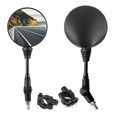 Universal Motorcycle 360 Degree Adjustment Round Foldable Black 10mm Thread 