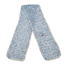 Vintage Handmade Crochet Scarf Blue Pink White Shimmering Flower Accent 57" x 8"