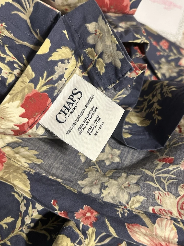 CHAPS Cape Cod Cottage Blue Rose Floral Window 2 PANELS Drapes - Image 4 of 4