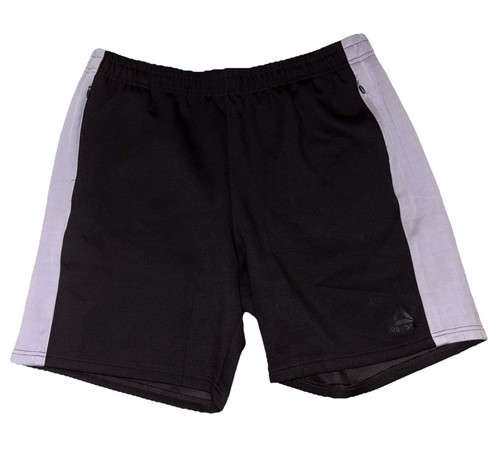 Neu mit Etikett Reebok Sport Fitness Shorts schwarz mit grauem Besatz Reißverschlusstaschen Herren Größe XL