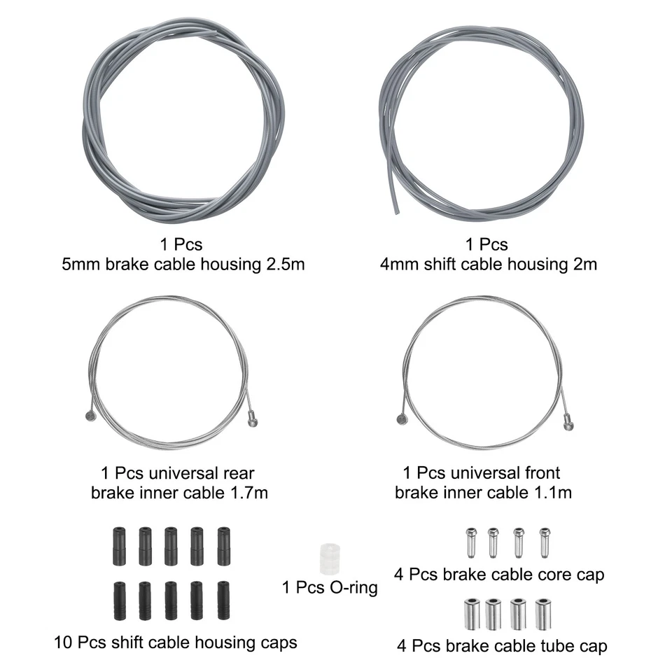 Bicycle Brake Cable Housing Set Universal Bike Shifter Cable House Kit Gray - Image 3 of 4