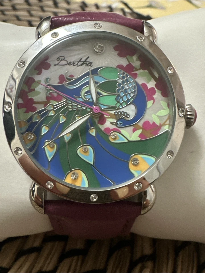 Reloj Analógico Bertha Didi MOP Colorido Pavo Real Cuarzo Cuero Genuino Agotado Foto 2 de 4