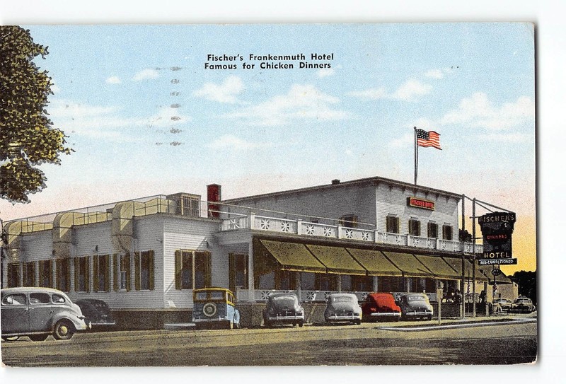 Frankenmuth Michigan MI Postcard 1952 Fischer's Frankenmuth Hotel