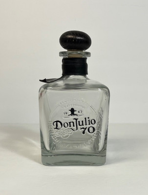 8 x 4  TEQUILA DON JULIO 70 Tequila Anejo Cristalino EMPTY BOTTLE ONLY Black Lid